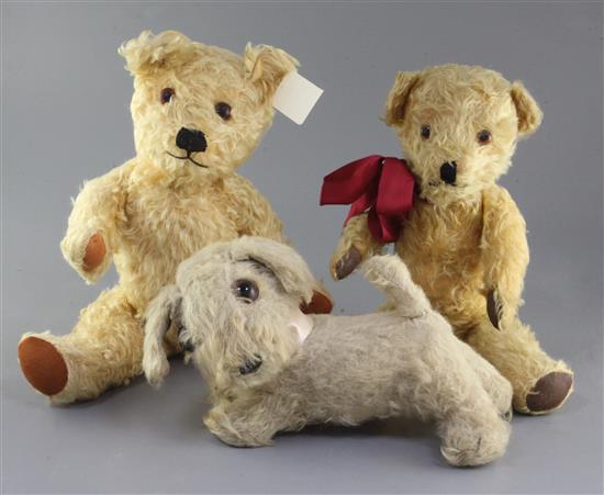 Two English bears and a dog, tallest 20in.